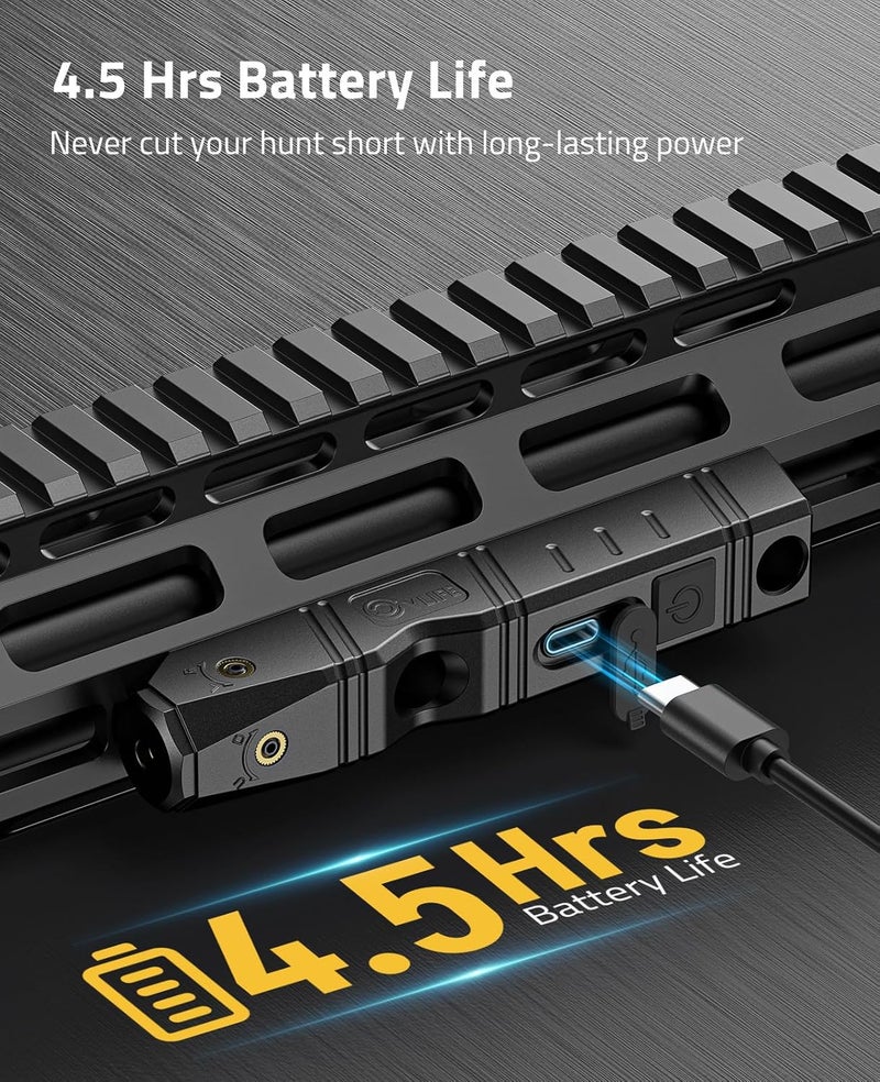 CVLIFE Laser Sight for Rifle, Red/IR/Green Laser Sight Compatible with M-Lok Rail Surface, Ultra Low-Profile Laser for Guns, Rechargeable M-Lok Rifle Laser with Strobe Function - Image 2